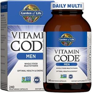 Backyard of Everyday living Vitamin Code Complete Foods Multivitamin for Guys – 240 Capsules, Natural vitamins for Males, Fruit Veggie Mix and Probiotics for Vitality, Heart, Prostate Wellness, Vegetarian Mens Multivitamins